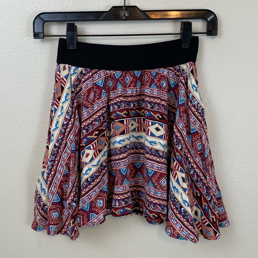 F21 Aztec Geometric Print Mini Skirt